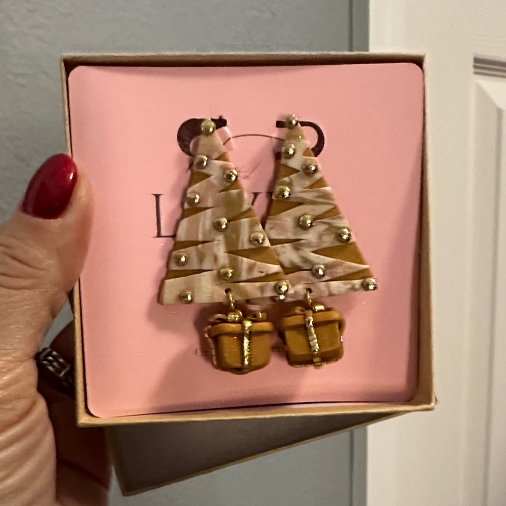 Christmas Tree Earrings with Gift Charms